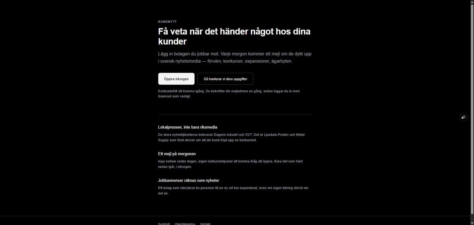 Skärmbild från Kundnytt